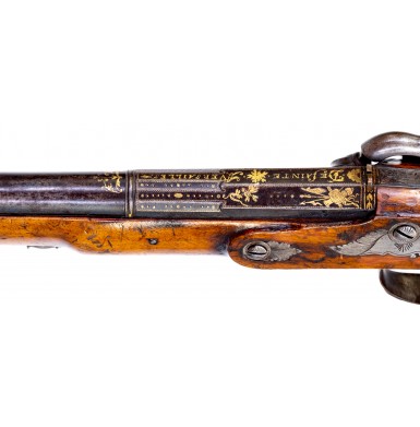 Wonderful Pair of Blued and Gilt Late 18th Century Percussion Altered French Officers Pistols by DeSainte of Versailles 
