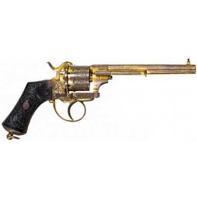Fine Engraved & Gilt Pinfire Revolver by Chaineaux of Liège