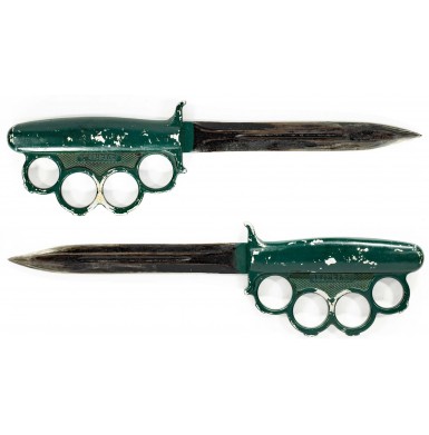 Everitt Knuckle Knife - Very Fine & Scarce Green Handled WWII Fighting Knife