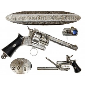Rare French LePage Moutier Model 1858 9mm Cartridge Revolver