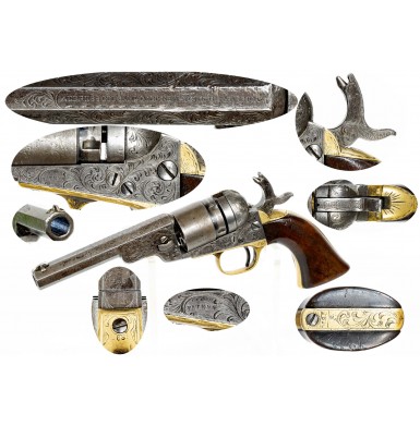 Factory Engraved Colt 4 1/2-Inch 38 Caliber Colt Model 1862 Pocket Navy Cartridge Revolver