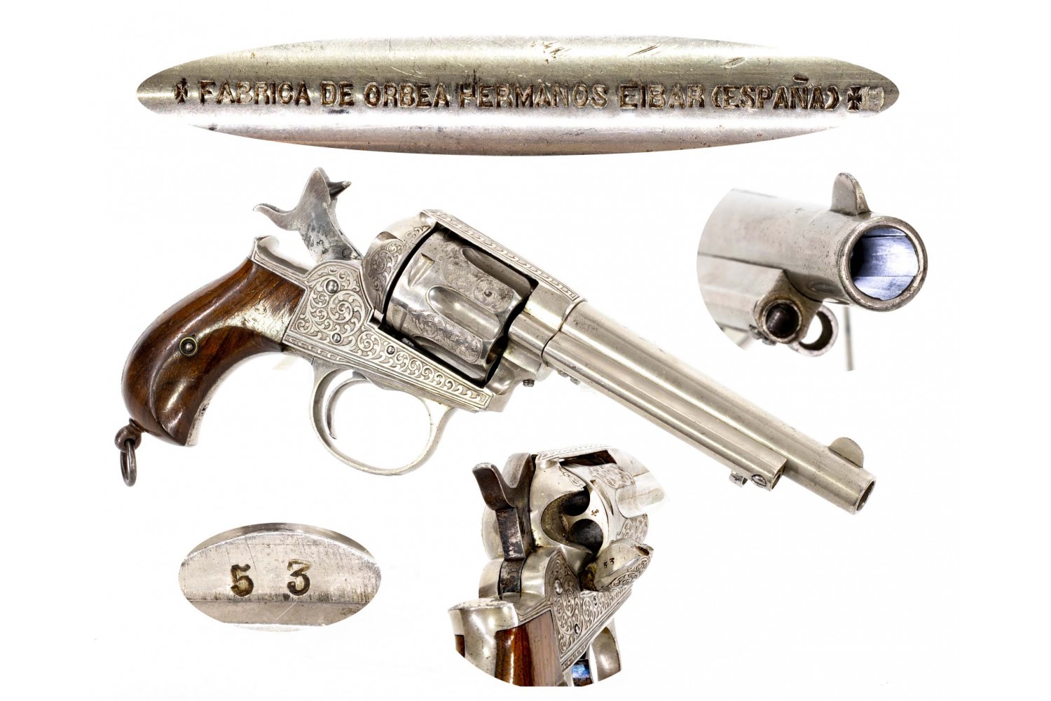 Fine Factory Engraved Spanish Made Colt Model 1877 Revolver by Orbea  Hermanos