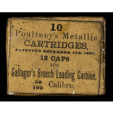 Rare Package of 10 Poultney's Patent Gallager Carbine Cartridges