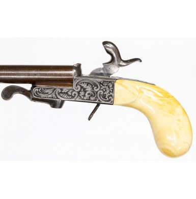 Beautiful Engraved and Ivory Gripped Austrian Pinfire Pocket Pistol by Ferdinand Früwirth