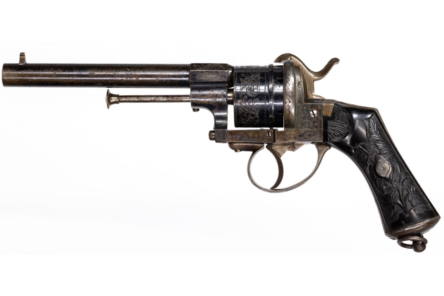 Fine Double Action Lefaucheux Patent 12mm Revolver by LePage