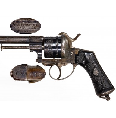 Fine Double Action Lefaucheux Patent 12mm Revolver by LePage Frères of Liège