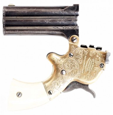 L.D. Nimschke Engraved Marston 3-Barreled Derringer