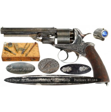Cased & Engraved Pryse & Cashmore Revolver - Very Fine