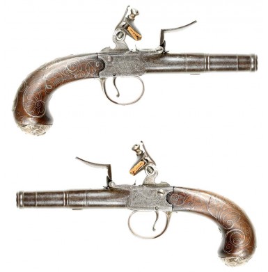 Pair of Silver Mounted Pocket Pistols by Grice c1779