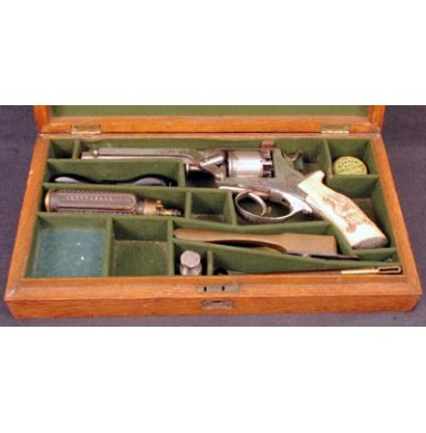 Fine Cased Tranter Revolver - Plated with Carved Ivory Grips