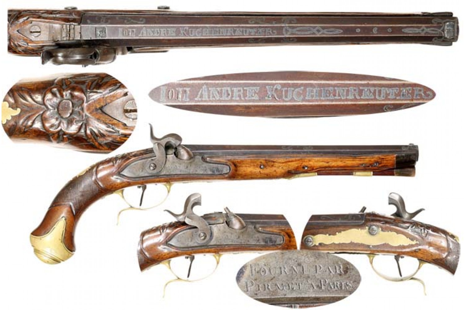 François Pirmet, Cased Pair of Flintlock Pistols with Accessories, French, Paris