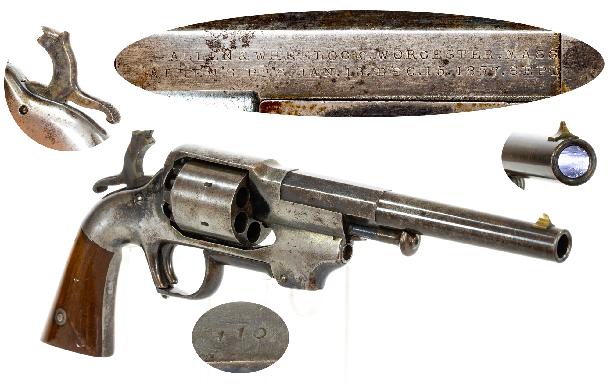 Image of Fine Allen & Wheelock 1st Model Center Hammer Army Revolver